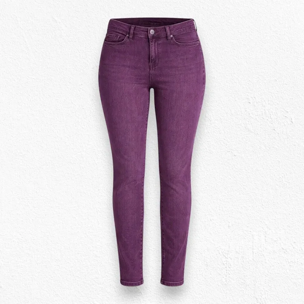 Liverpool Nic and Zoe Black Cherry Red Mid Rise Crop Ankle Skinny Jeans Size 8